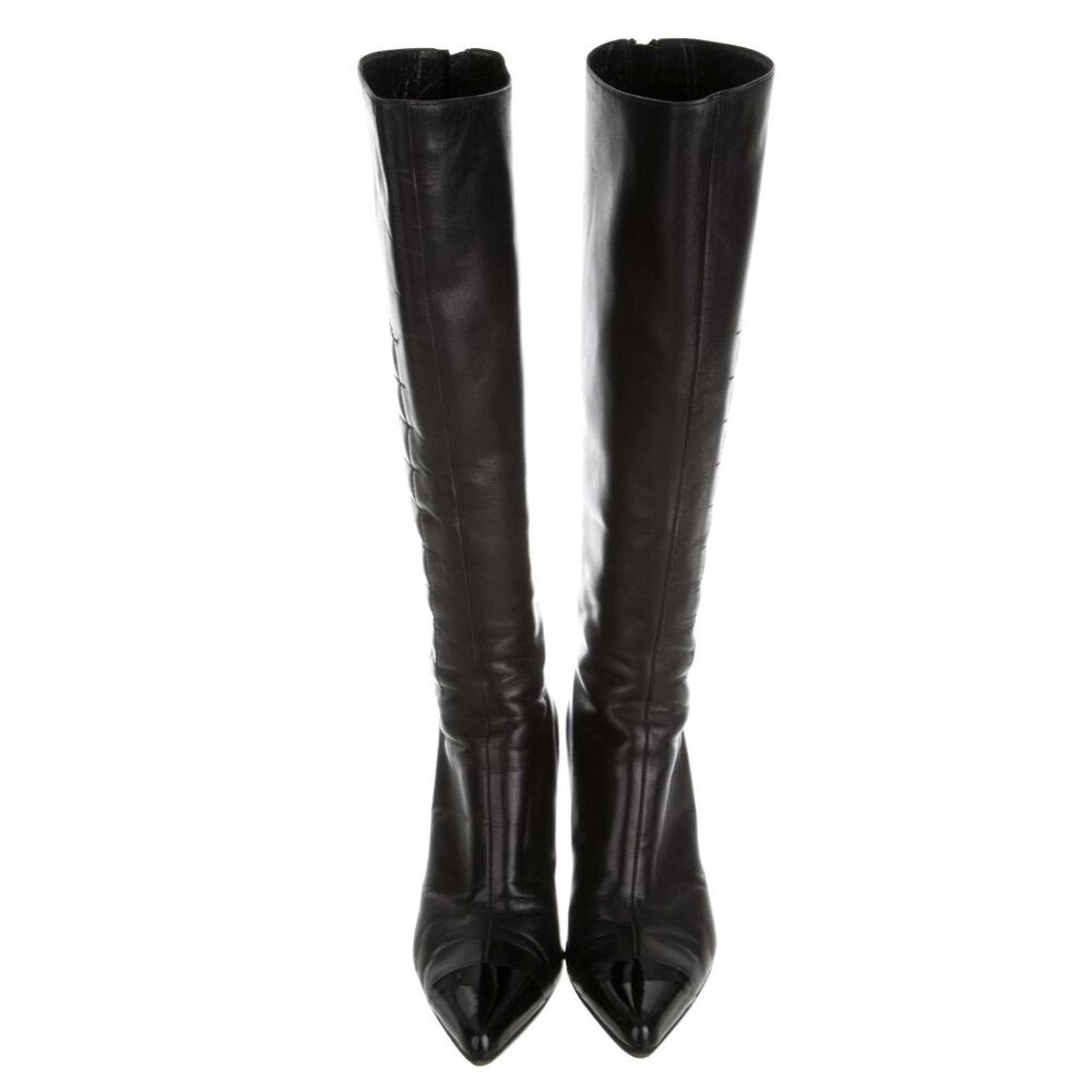 Authentic CHANEL Leather Cap-Toe Boots